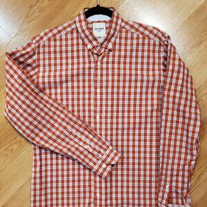 Ben Sherman Men's Red Plaid Button Down Long Sleeve Shirt - Large